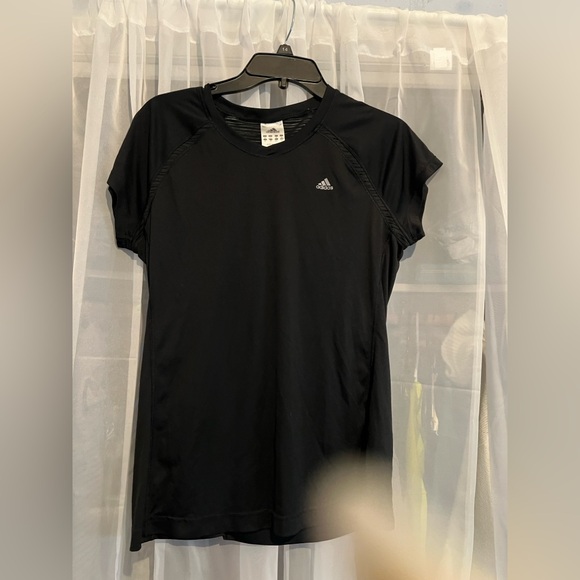Adidas black short sleeve dri fit athletic shirt with partial mesh back L - Picture 11 of 11